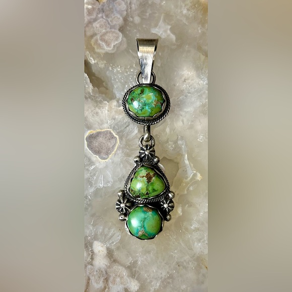 NWT Eli Skeets Sonoran Gold Turquoise and SS Pendant Navajo Handmade - Picture 13 of 13